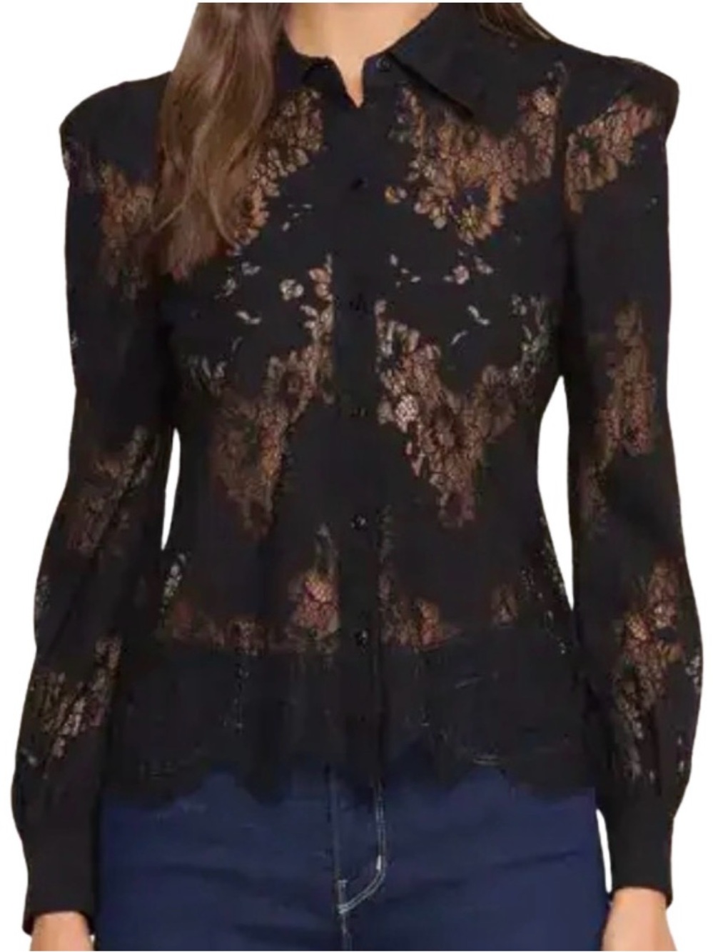 L’AGENCE Jenica Lace Blouse | Black | Size XS